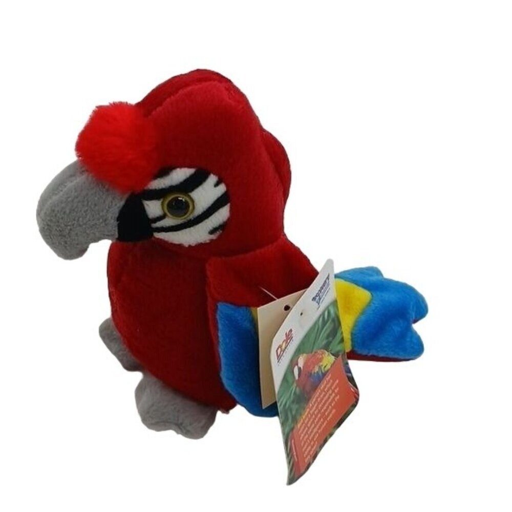 Discovery Parrot Plush Red Globe Reversible Vintage Stuffed Animal 6 Inch